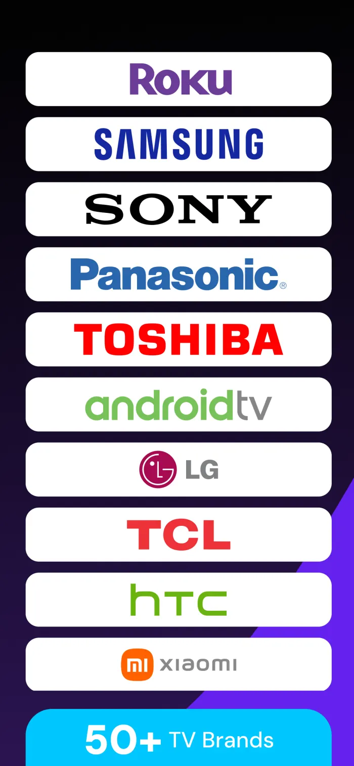 TV Remote Control TV brand selection screen on iPhone