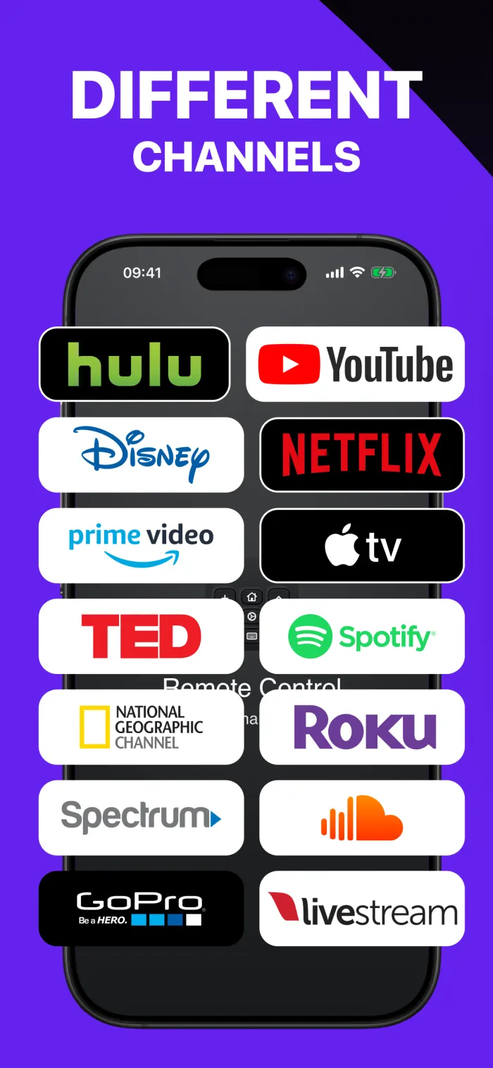 TV Remote Control channels and streaming apps on iPhone