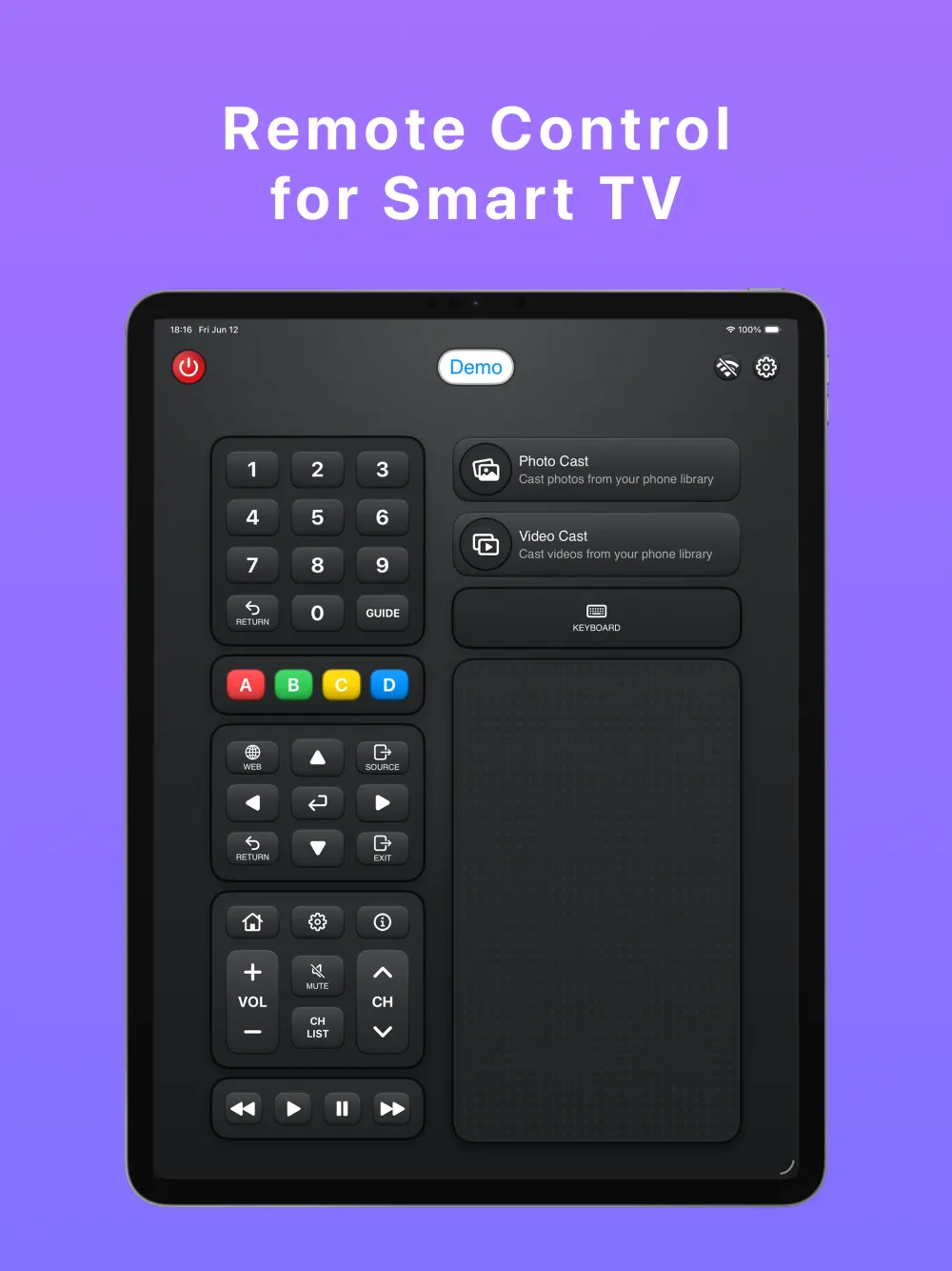 Remote Control iPad dashboard