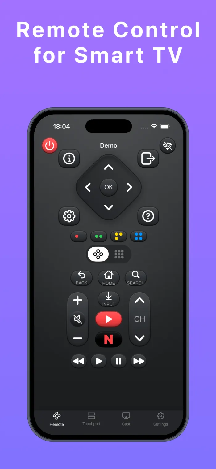 Remote Control app main iPhone remote screen
