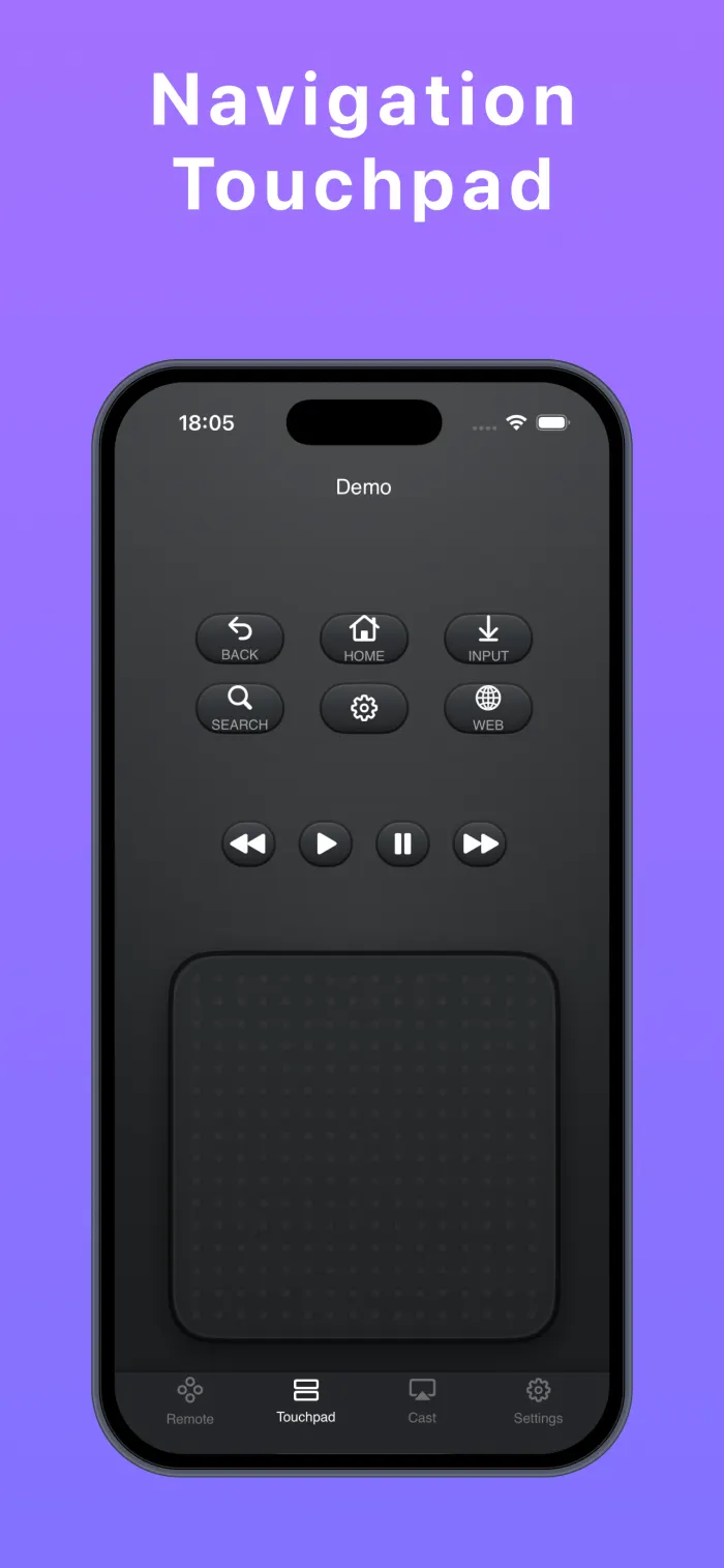 Remote Control app touchpad screen